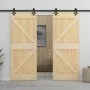 Puerta corredera con herrajes madera maciza de pino 80x210 cm de vidaXL, Puertas - Ref: Foro24-3057487, Precio: 214,21 €, Des...