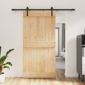 Puerta corredera con herrajes madera maciza de pino 100x210 cm en Puertas | Comprar online en Foru.es