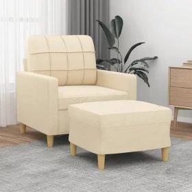 Sillón con taburete tela crema 60 cm de vidaXL, Sofás - Ref: Foro24-3200995, Precio: 186,79 €, Descuento: %