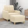 Sillón con taburete tela crema 60 cm de vidaXL, Sofás - Ref: Foro24-3200995, Precio: 186,79 €, Descuento: %