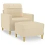 Sillón con taburete tela crema 60 cm de vidaXL, Sofás - Ref: Foro24-3200995, Precio: 186,79 €, Descuento: %