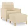 Sillón con taburete tela crema 60 cm de vidaXL, Sofás - Ref: Foro24-3200995, Precio: 189,64 €, Descuento: %