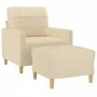 Sillón con taburete tela crema 60 cm de vidaXL, Sofás - Ref: Foro24-3200995, Precio: 186,79 €, Descuento: %