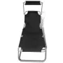 Tumbona plegable con capota acero y tela negra de vidaXL, Tumbonas - Ref: Foro24-41197, Precio: 60,69 €, Descuento: %