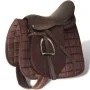 Set de montura de caballo de 17.5" y cuero marrón 12 cm, 5 en 1 de vidaXL, Monturas - Ref: Foro24-90647, Precio: 207,21 €, De...