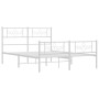 Estructura cama metal con cabecero y estribo blanco 135x190 cm de vidaXL, Camas y somieres - Ref: Foro24-355333, Precio: 109,...