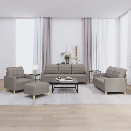 Juego de sofás con cojines 4 piezas tela gris taupe de vidaXL, Sofás - Ref: Foro24-3201257, Precio: 641,38 €, Descuento: %