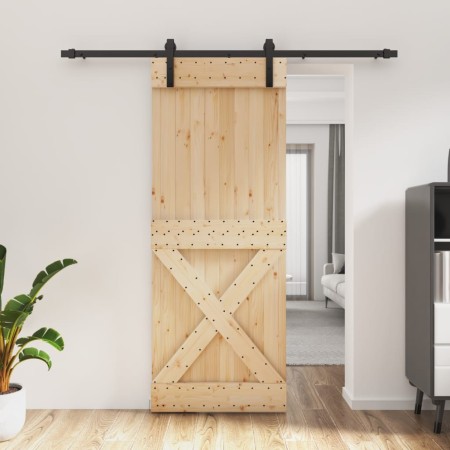 Puerta corredera con herrajes madera maciza de pino 80x210 cm en Puertas | Comprar online en Foru.es