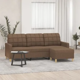 Sofá de 3 plazas con taburete de tela marrón 180 cm de vidaXL, Sofás - Ref: Foro24-3201004, Precio: 306,48 €, Descuento: %