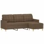 3-seater sofa with brown fabric stool 180 cm by vidaXL, Sofas - Ref: Foro24-3201004, Price: 306,48 €, Discount: %