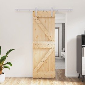 Puerta corredera con herrajes madera maciza de pino 70x210 cm en Puertas | Comprar online en Foru.es