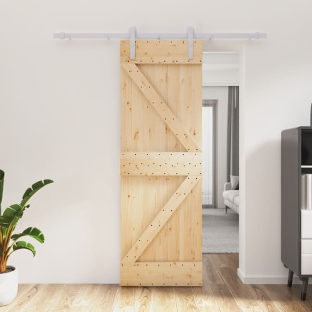 Puerta corredera con herrajes madera maciza de pino 70x210 cm en Puertas | Comprar online en Foru.es