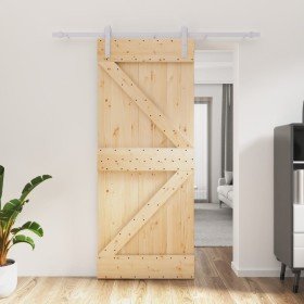 Puerta corredera con herrajes madera maciza de pino 85x210 cm en Puertas | Comprar online en Foru.es