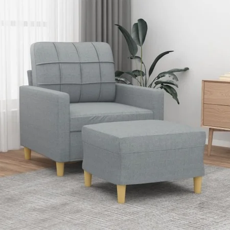 Sillón con taburete tela gris claro 60 cm de vidaXL, Sofás - Ref: Foro24-3200993, Precio: 190,78 €, Descuento: %