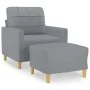 Sillón con taburete tela gris claro 60 cm de vidaXL, Sofás - Ref: Foro24-3200993, Precio: 190,78 €, Descuento: %