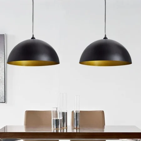 Lámpara de techo 2 uds altura ajustable semiesférica negra de vidaXL, Lámparas - Ref: Foro24-241113, Precio: 64,81 €, Descuen...