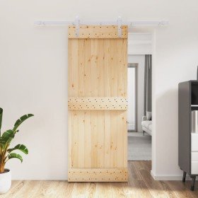 Puerta corredera con herrajes madera maciza de pino 80x210 cm en Puertas | Comprar online en Foru.es