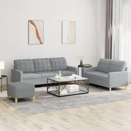 Sofagarnitur mit Kissen 3-teilig aus hellgrauem Stoff von vidaXL, Sofas - Ref: Foro24-3201314, Preis: 492,89 €, Rabatt: %