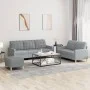 Sofagarnitur mit Kissen 3-teilig aus hellgrauem Stoff von vidaXL, Sofas - Ref: Foro24-3201314, Preis: 492,89 €, Rabatt: %