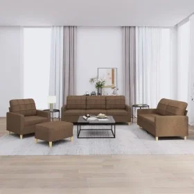 Sofa set with cushions 4 pieces brown fabric by vidaXL, Sofas - Ref: Foro24-3201253, Price: 623,94 €, Discount: %