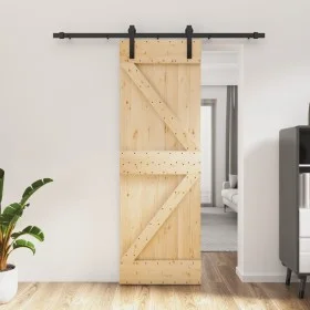 Puerta corredera con herrajes madera maciza de pino 70x210 cm de vidaXL, Puertas - Ref: Foro24-3202969, Precio: 165,69 €, Des...