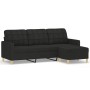 Sofá de 3 plazas con taburete de tela negro 180 cm de vidaXL, Sofás - Ref: Foro24-3201005, Precio: 321,75 €, Descuento: %