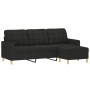 Sofá de 3 plazas con taburete de tela negro 180 cm de vidaXL, Sofás - Ref: Foro24-3201005, Precio: 321,75 €, Descuento: %