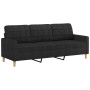 Sofá de 3 plazas con taburete de tela negro 180 cm de vidaXL, Sofás - Ref: Foro24-3201005, Precio: 321,75 €, Descuento: %