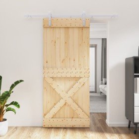 Puerta corredera con herrajes madera maciza de pino 90x210 cm en Puertas | Comprar online en Foru.es