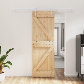 Puerta corredera con herrajes madera maciza de pino 70x210 cm en Puertas | Comprar online en Foru.es