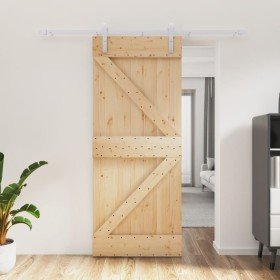 Puerta corredera con herrajes madera maciza de pino 85x210 cm en Puertas | Comprar online en Foru.es