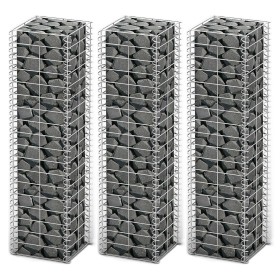 Cestas de muro de gaviones alambre galvanizado 25x25x100 3 uds de vidaXL, Paneles de vallas - Ref: Foro24-141045, Precio: 49,...