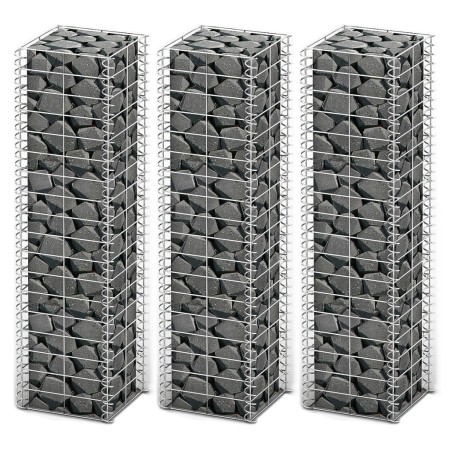 Cestas de muro de gaviones alambre galvanizado 25x25x100 3 uds de vidaXL, Paneles de vallas - Ref: Foro24-141045, Precio: 49,...