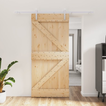 Puerta corredera con herrajes madera maciza de pino 95x210 cm en Puertas | Comprar online en Foru.es