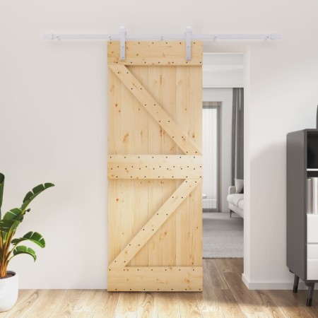 Puerta corredera con herrajes madera maciza de pino 80x210 cm en Puertas | Comprar online en Foru.es