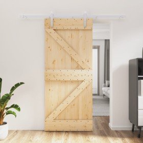 Puerta corredera con herrajes madera maciza de pino 90x210 cm en Puertas | Comprar online en Foru.es