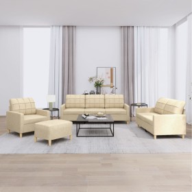 Juego de sofás con cojines 4 piezas tela crema de vidaXL, Sofás - Ref: Foro24-3201252, Precio: 606,74 €, Descuento: %
