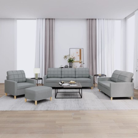 Juego de sofás con cojines 4 piezas tela gris claro de vidaXL, Sofás - Ref: Foro24-3201250, Precio: 686,53 €, Descuento: %