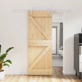 Puerta corredera con herrajes madera maciza de pino 80x210 cm de vidaXL, Puertas - Ref: Foro24-3203023, Precio: 213,55 €, Des...
