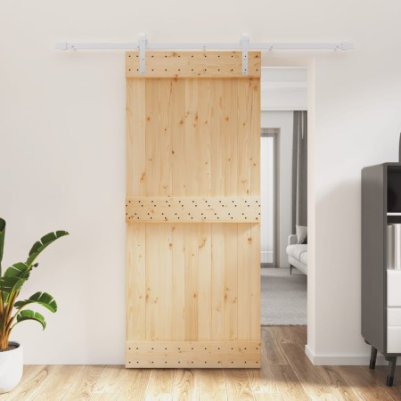 Puerta corredera con herrajes madera maciza de pino 90x210 cm en Puertas | Comprar online en Foru.es