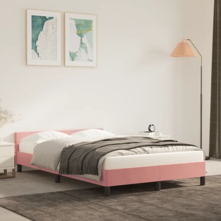 Estructura de cama con cabecero de terciopelo rosa 120x200 cm de vidaXL, Camas y somieres - Ref: Foro24-347566, Precio: 127,5...