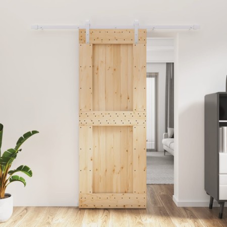 Puerta corredera con herrajes madera maciza de pino 80x210 cm en Puertas | Comprar online en Foru.es