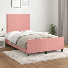 Pink velvet bed frame with headboard 120x200 cm by vidaXL, Beds and slatted bases - Ref: Foro24-3125628, Price: 169,92 €, Dis...