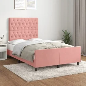 Pink velvet bed frame with headboard 120x200 cm by vidaXL, Beds and slatted bases - Ref: Foro24-3125933, Price: 208,08 €, Dis...