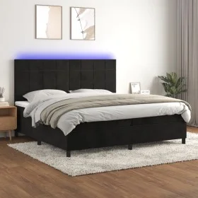 Cama box spring colchón y LED terciopelo negro 200x200 cm de vidaXL, Camas y somieres - Ref: Foro24-3136145, Precio: 646,64 €...