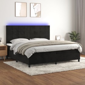 Cama box spring colchón y LED terciopelo negro 200x200 cm de vidaXL, Camas y somieres - Ref: Foro24-3136145, Precio: 656,56 €...