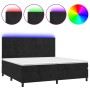 Cama box spring colchón y LED terciopelo negro 200x200 cm de vidaXL, Camas y somieres - Ref: Foro24-3136145, Precio: 656,56 €...