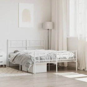 Estructura cama metal cabecero y estribo blanco 140x190 cm de vidaXL, Camas y somieres - Ref: Foro24-355334, Precio: 108,86 €...