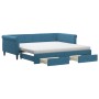 Sofá cama nido con cajones terciopelo azul 100x200 cm de vidaXL, Camas y somieres - Ref: Foro24-3197849, Precio: 470,75 €, De...