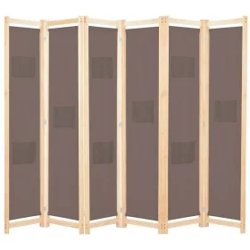 Biombo divisor de 6 paneles de tela marrón 240x170x4 cm de vidaXL, Divisores de ambientes - Ref: Foro24-248182, Precio: 84,99...